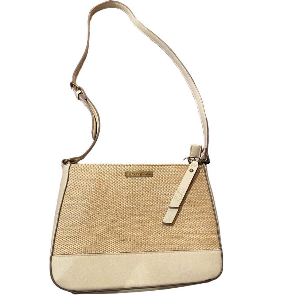 FRYE AND CO. Straw & Cream Faux Leather Crossbody Bag - Excellent!